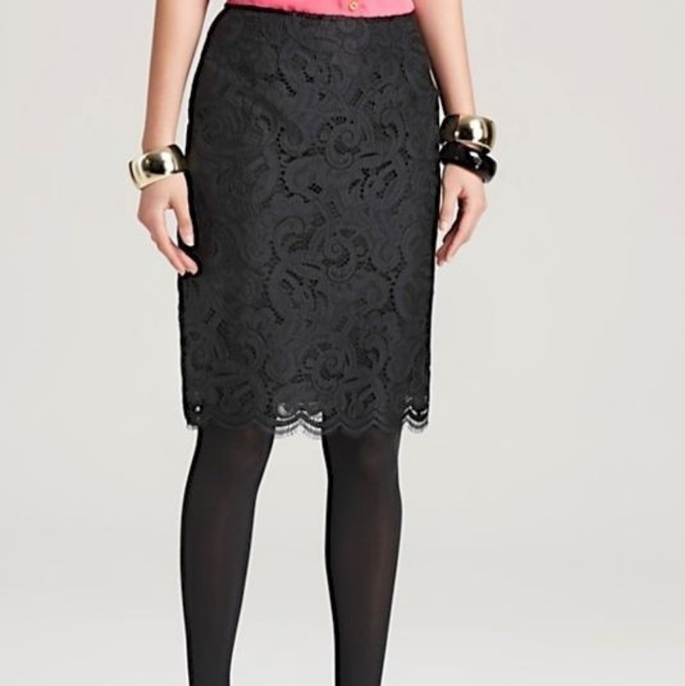 Lilly Pulitzer Black Lace Hyacinth Pencil Skirt